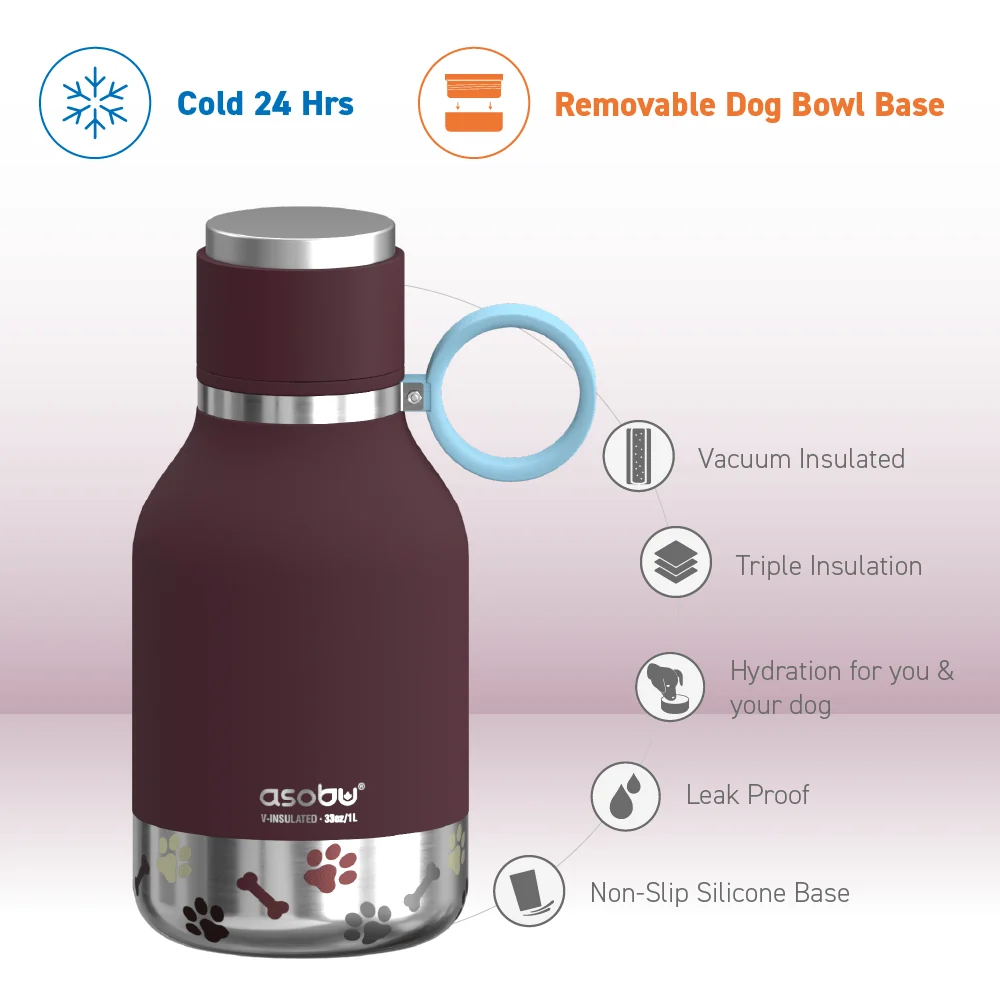 Burgundy Dog Bowl Bottle - Image 3